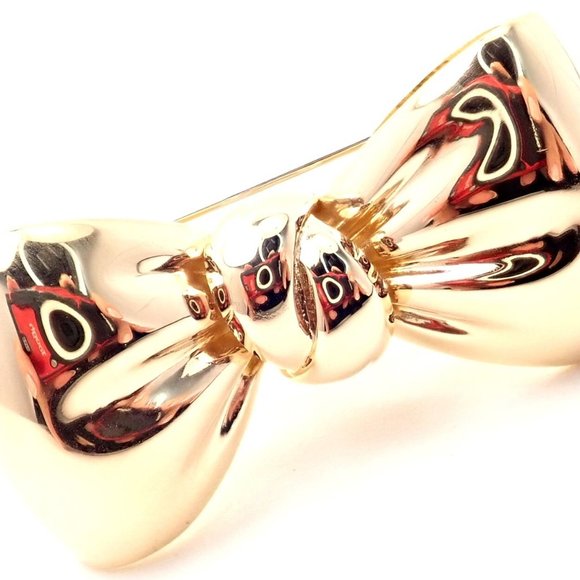 Rare! Authentic Van Cleef & Arpels 18k Yellow Gold Bow Design Pin Brooch - Picture 7 of 11